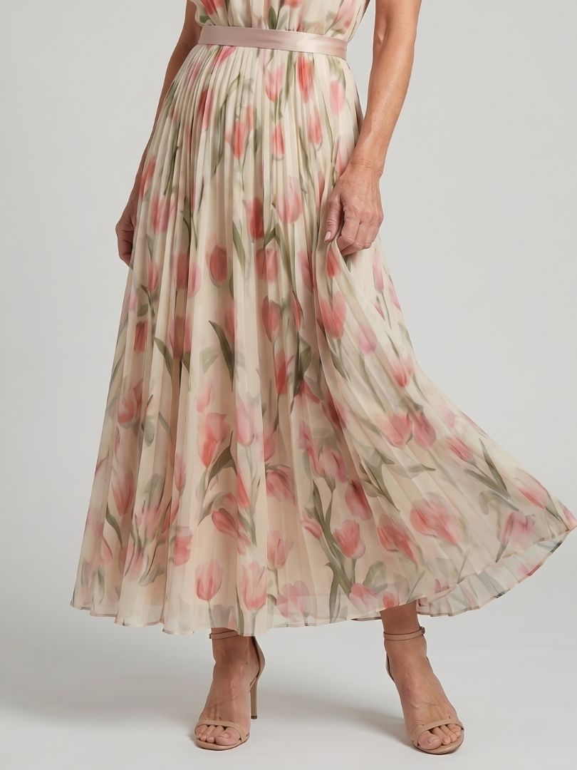 Aurelle | Midi-jurk met halternek en bloemenprint