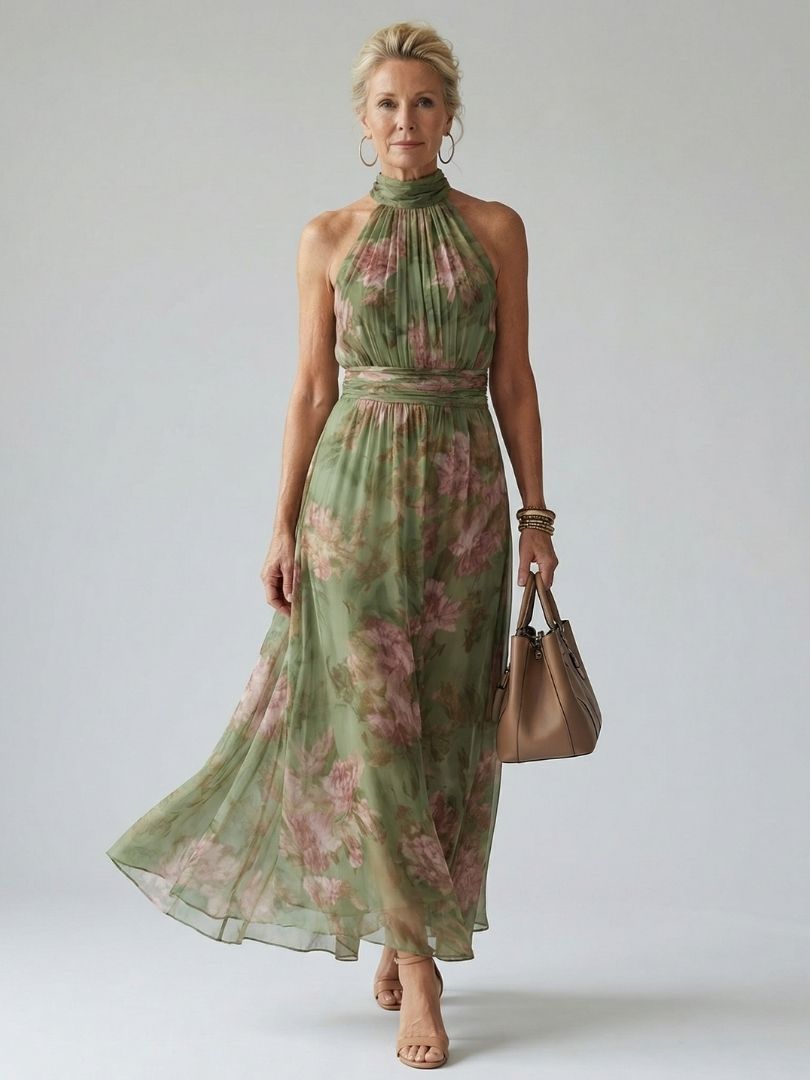 Mirelle | Midi-jurk met halternek