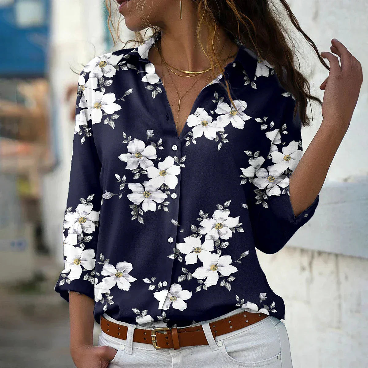 GEERTJE I MODIEUS BEDRUKTE BLOUSE