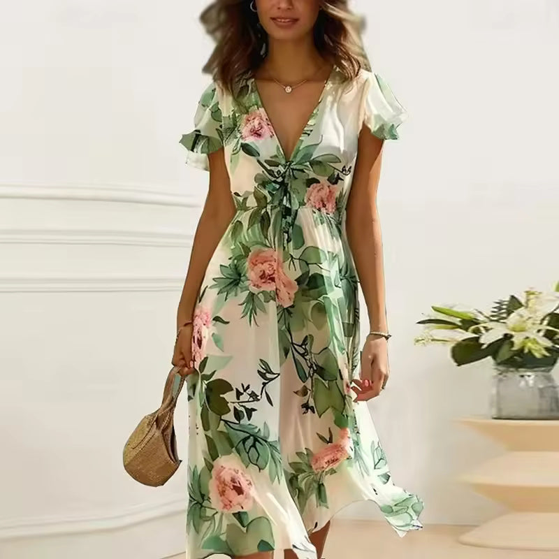 Carys | Bloemige Bries Midi-jurk