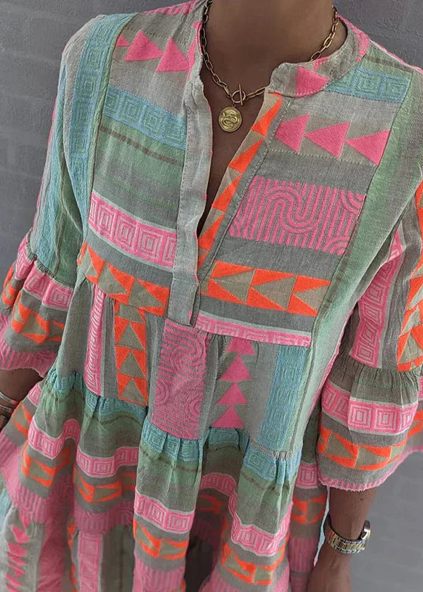 Ava - Chic V-Hals Hennepzomerjurk