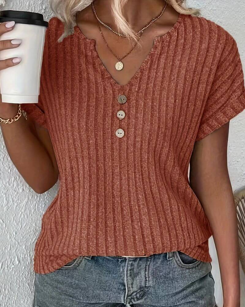 ROSINA I GEBREIDE BLOUSE MET V-HALS