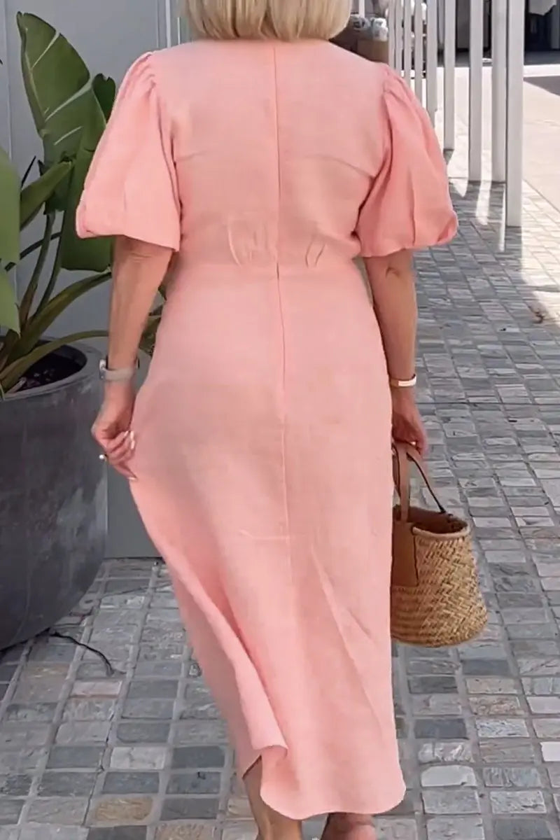 Lynora | Elegante V-Hals Midi Jurk