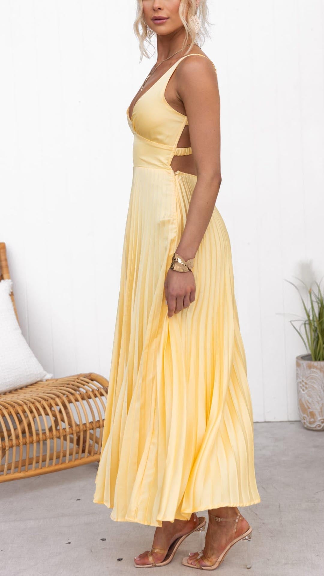 Malka™ | Geplooide V-Hals Maxi Jurk