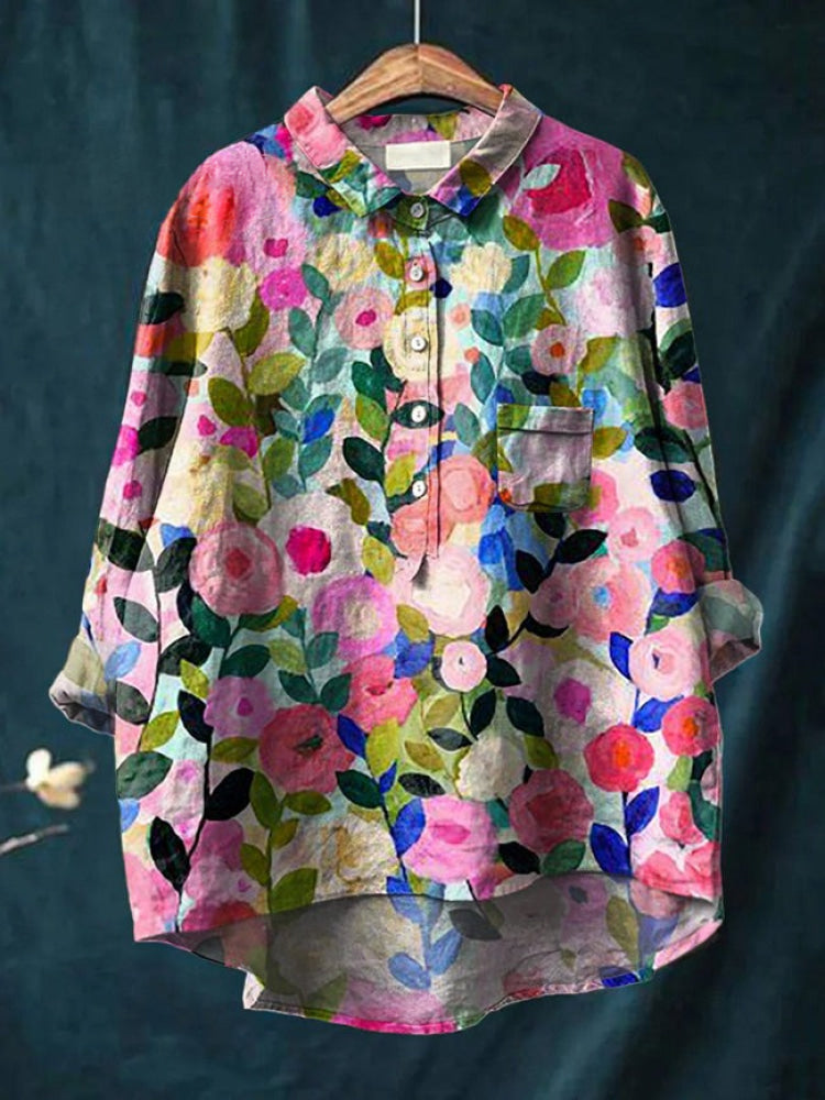 Tiziana – Linnen blouse met print