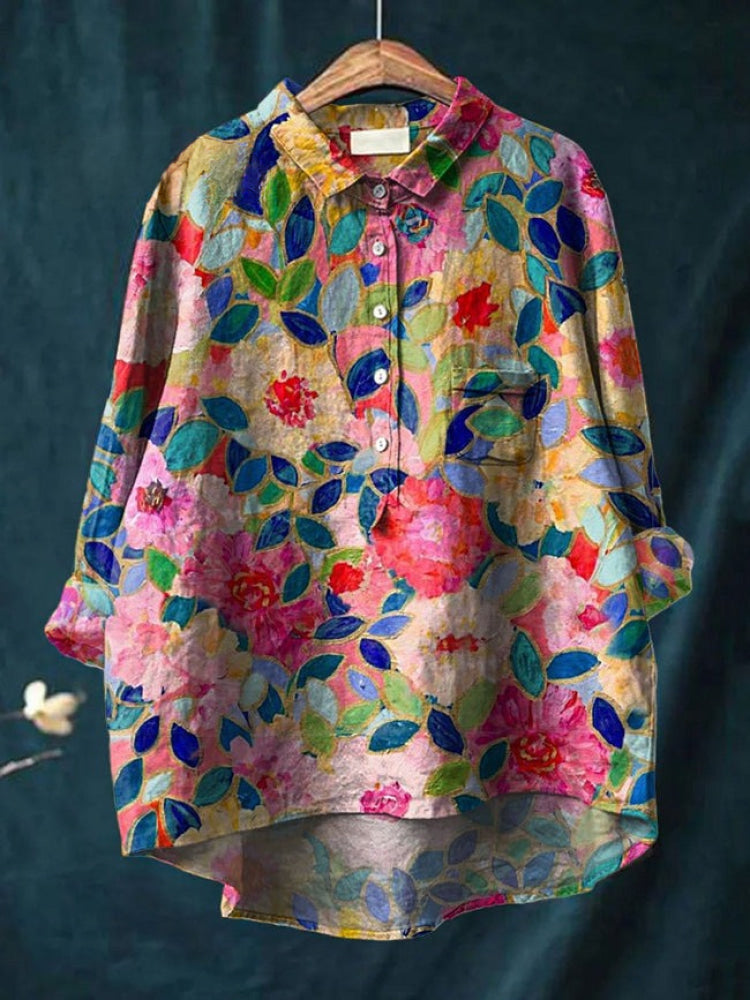 Tiziana – Linnen blouse met print