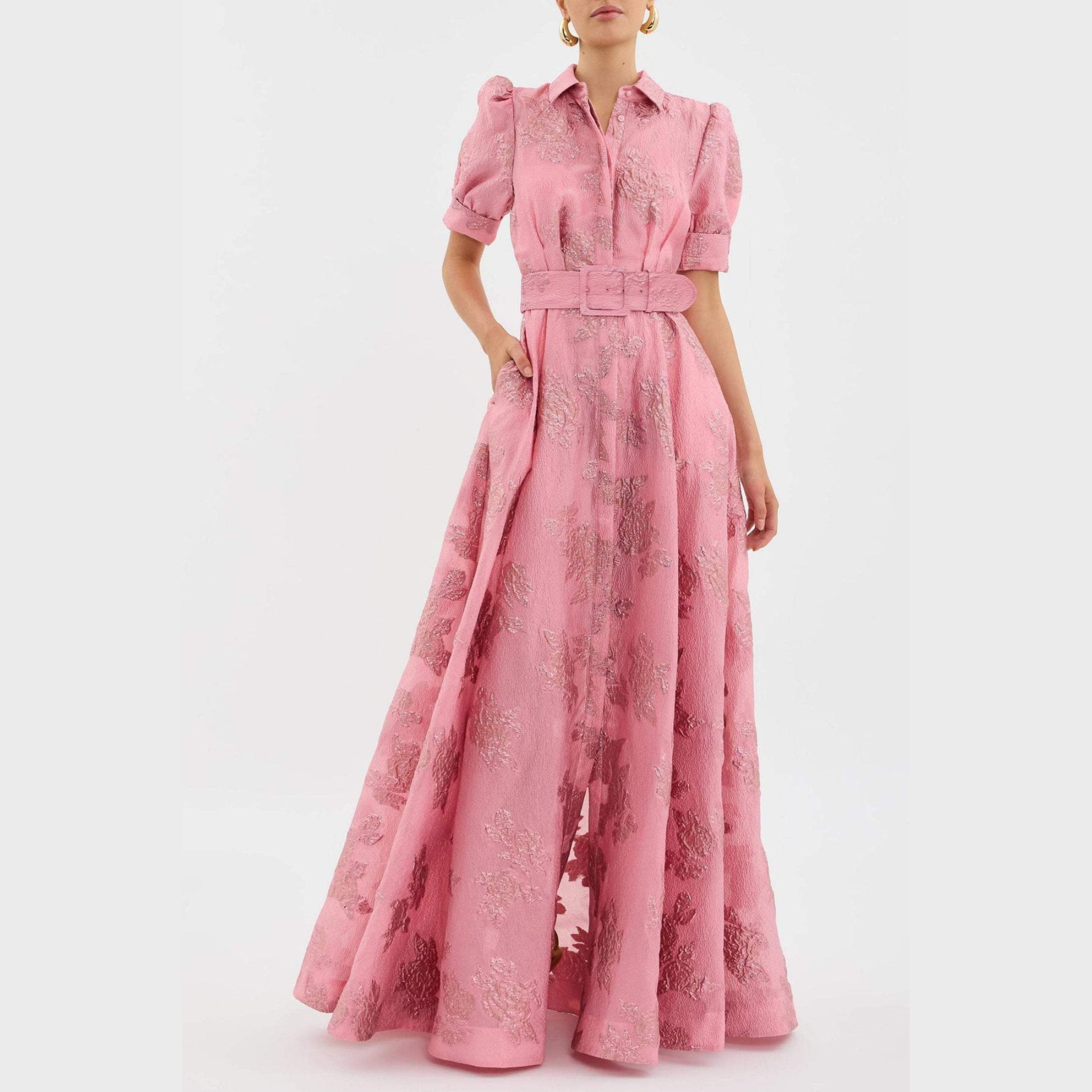 ROZE JURK MET BOLLE MOUWEN