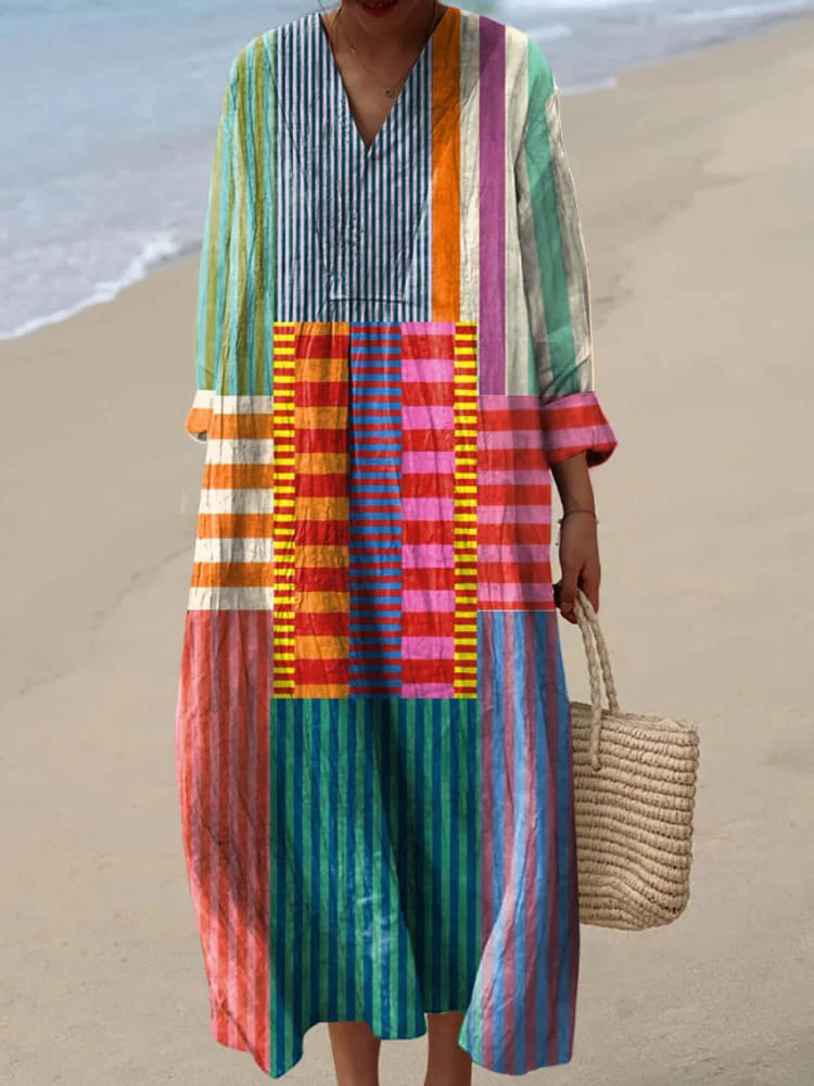 Retro Jurk met Geometrische Print voor Vrouwen
