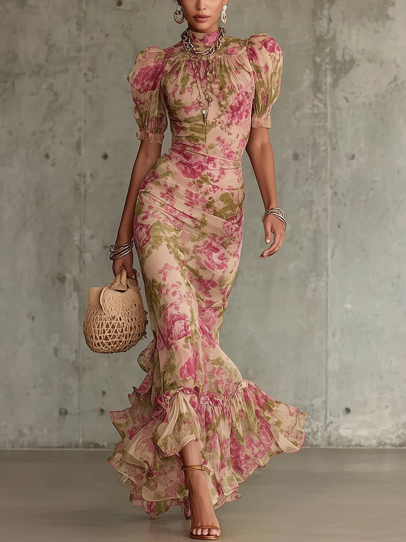 Rosanne™ | Maxi Jurk met Vintage Rozenprint