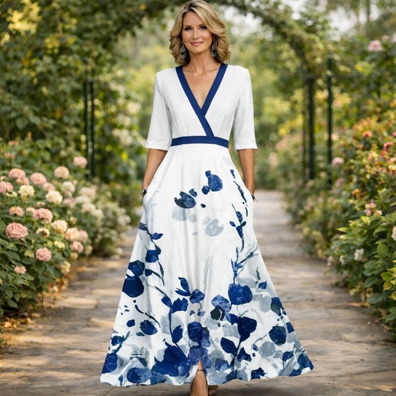 Mila™ | Soepele V-hals Maxi-jurk