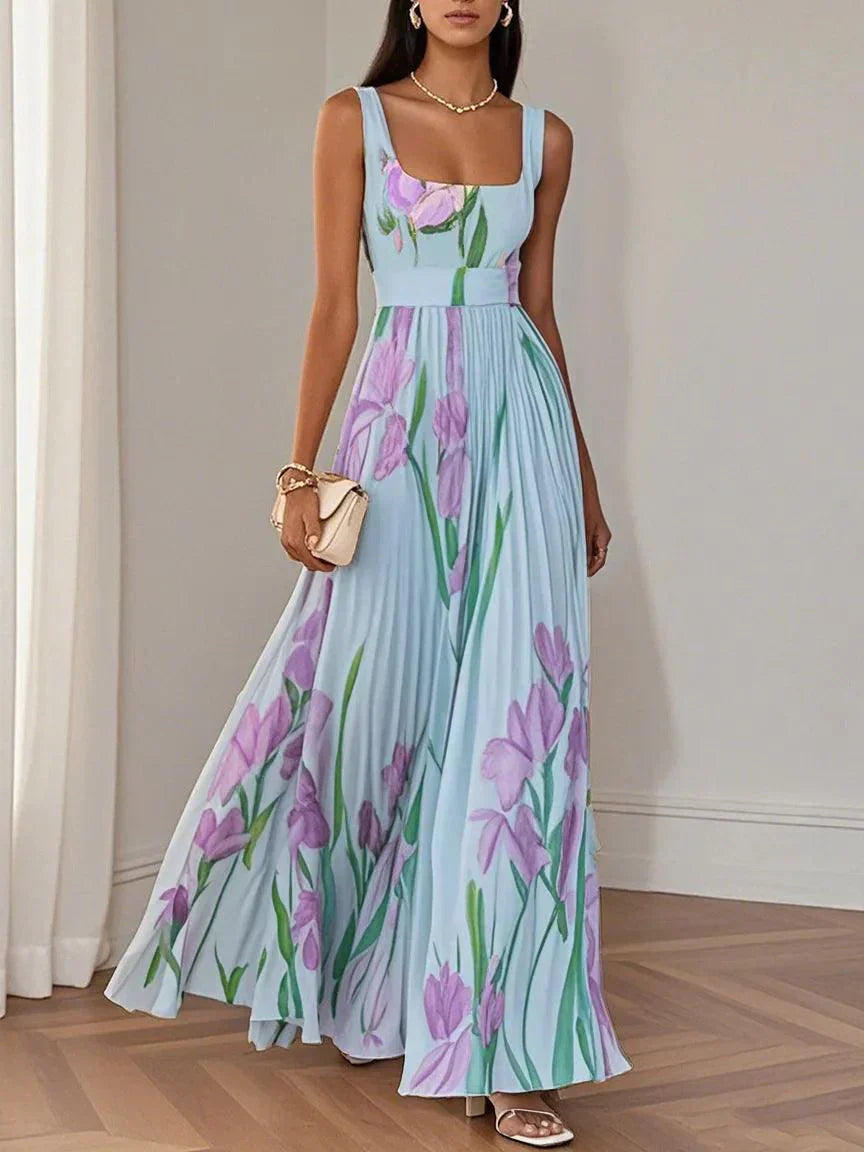 Yara™ | Maxijurk van plissé chiffon