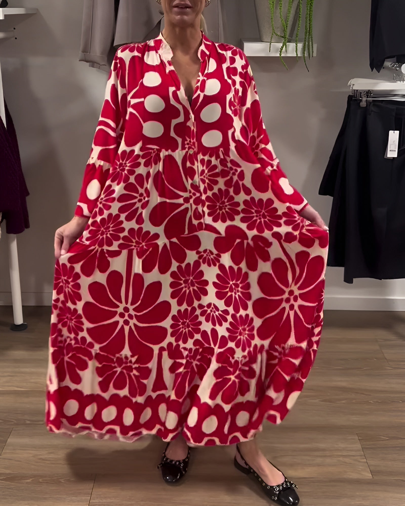 MARIELLE | ELEGANTE MAXI JURK MET PATROON