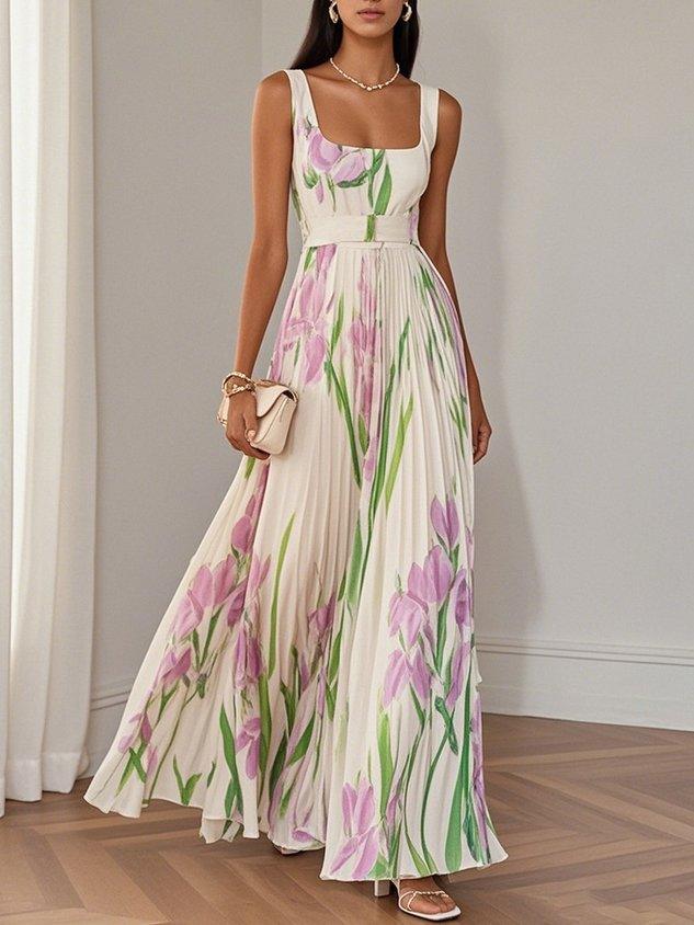 Yara™ | Maxijurk van plissé chiffon