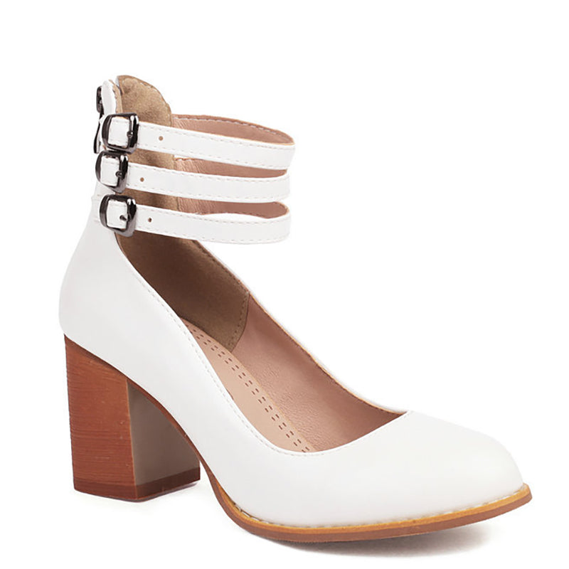 Caa™ | Elegante, gladde sandalen met enkelbandje en dikke hak voor een verfijnde look