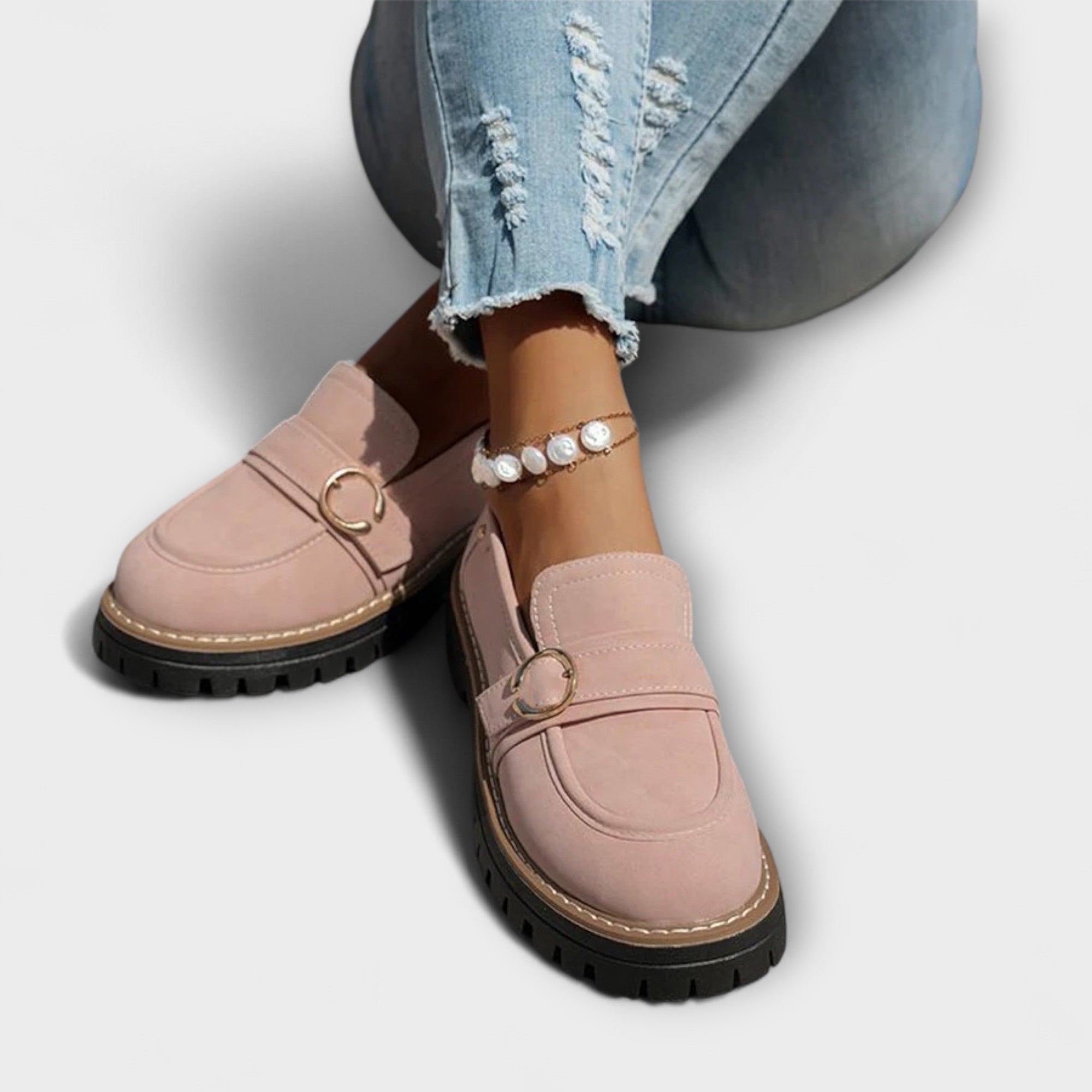 Lora™ | Casual Mocassins met Ronde Neus