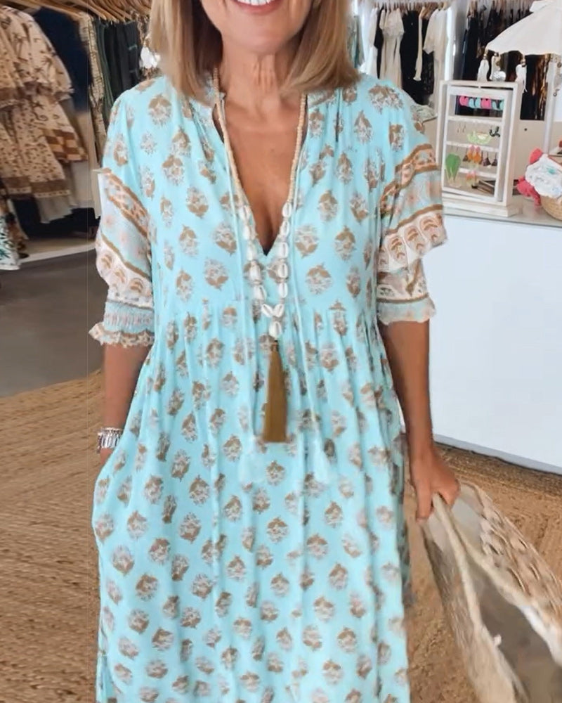 Claudia | Ontspannen Bohemian Midi-jurk