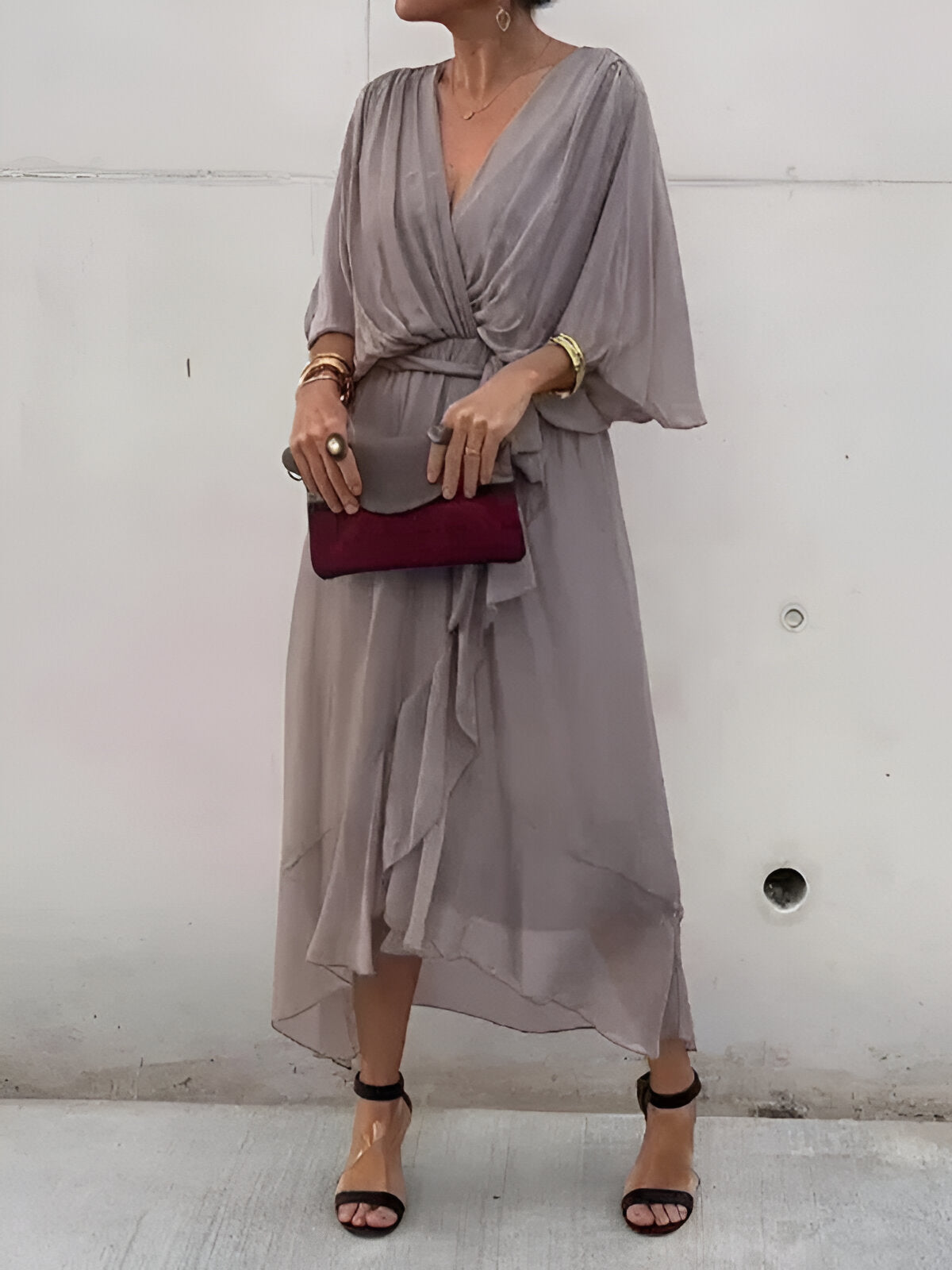 MONICA | CHIFFON JURK MET V-HALS