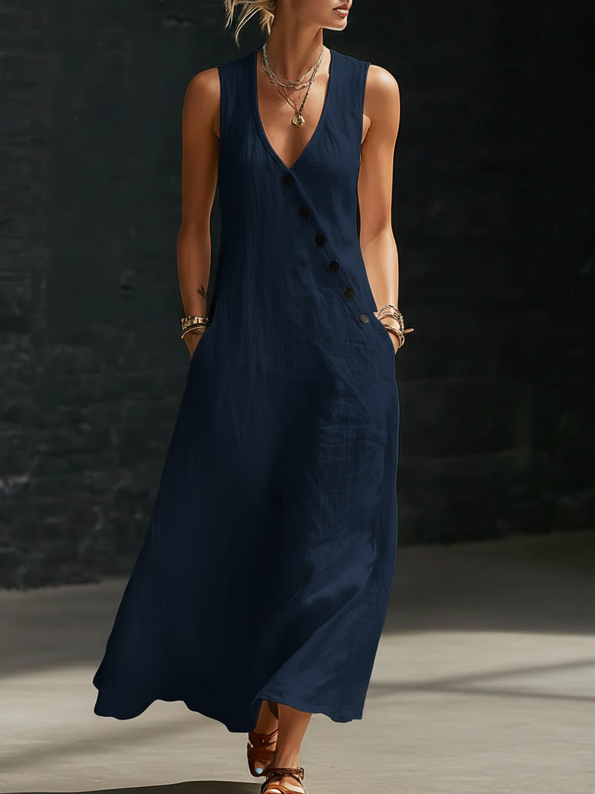 Graziella™ – Maxi-jurk met Knopen en V-hals
