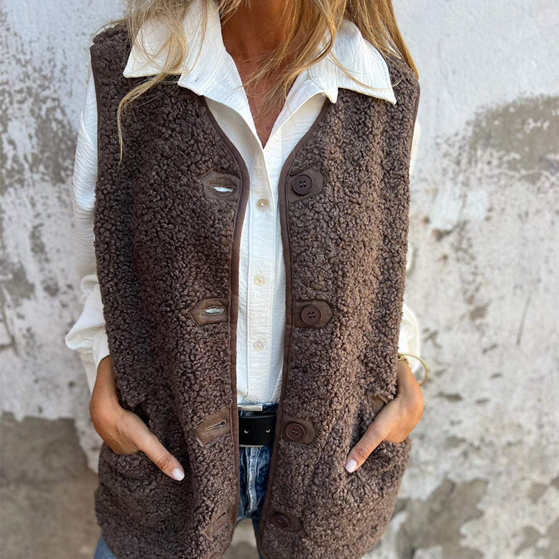 Alicia | Korte warme herfstvest met knopen