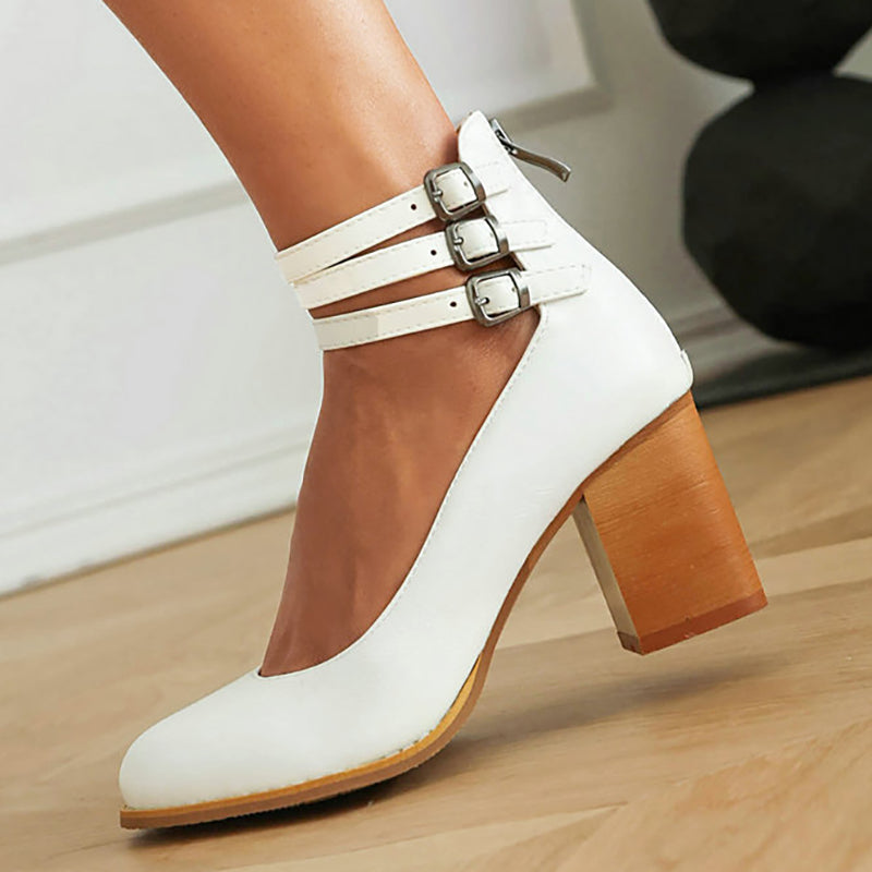 Caa™ | Elegante, gladde sandalen met enkelbandje en dikke hak voor een verfijnde look