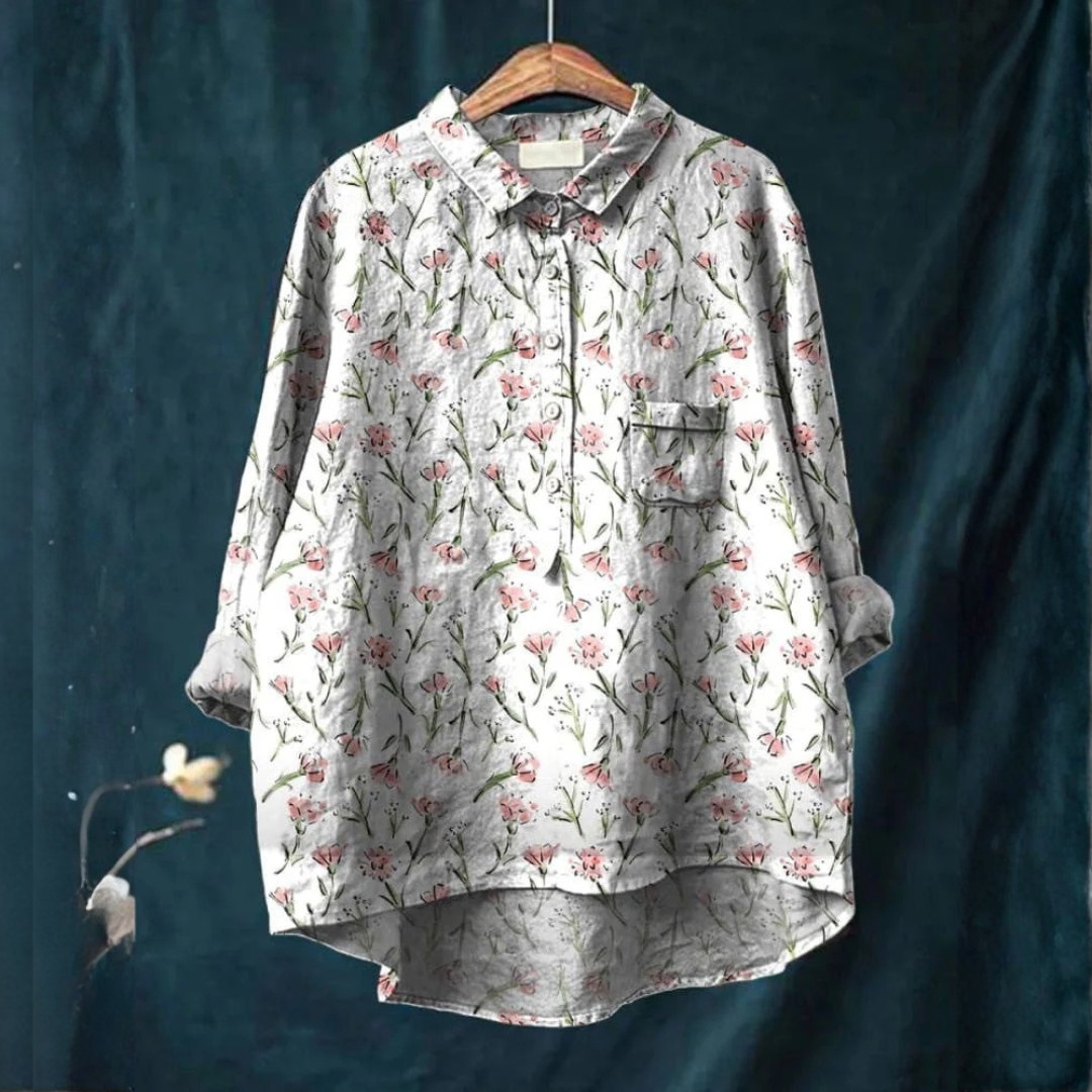 Beatrice – Linnen blouse met print