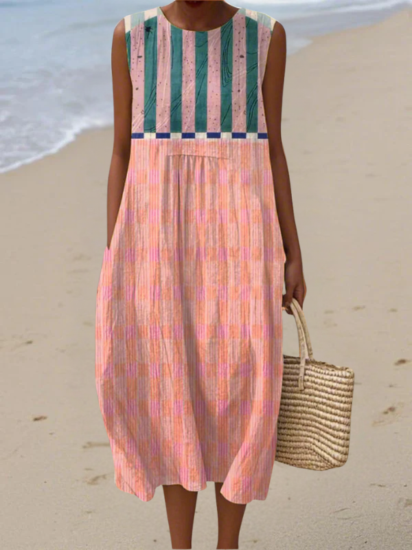 Lily™ Midi-jurk met pastelkleurige strepen