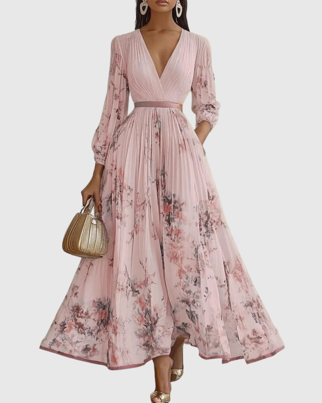 Siena™ | Elegante Plissé Maxi Jurk