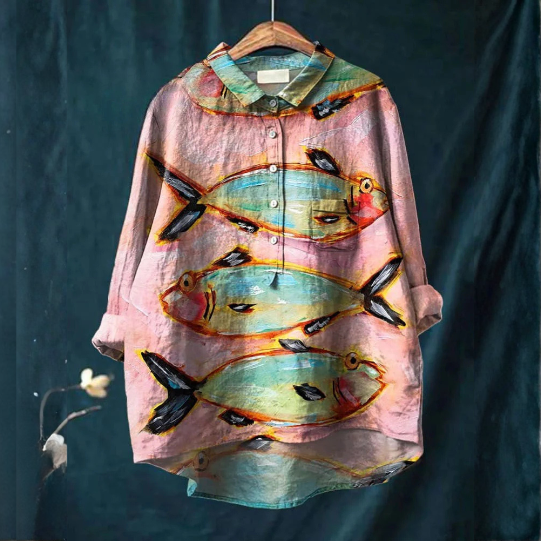 Emanuela – Linnen blouse met print