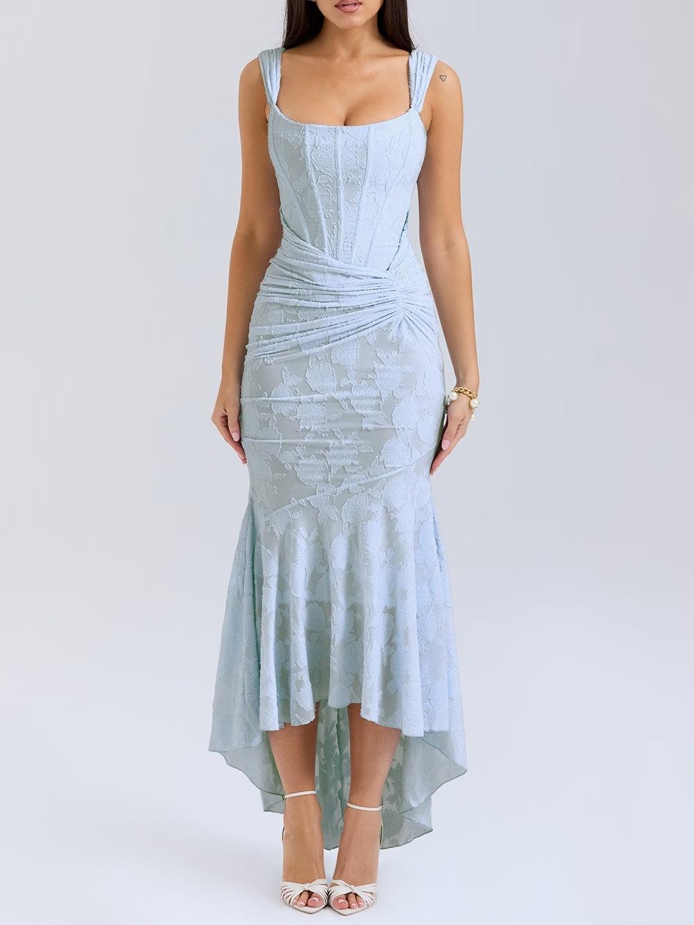 Elora™ | Maxi Jurk met Blauwe Bloemenprint