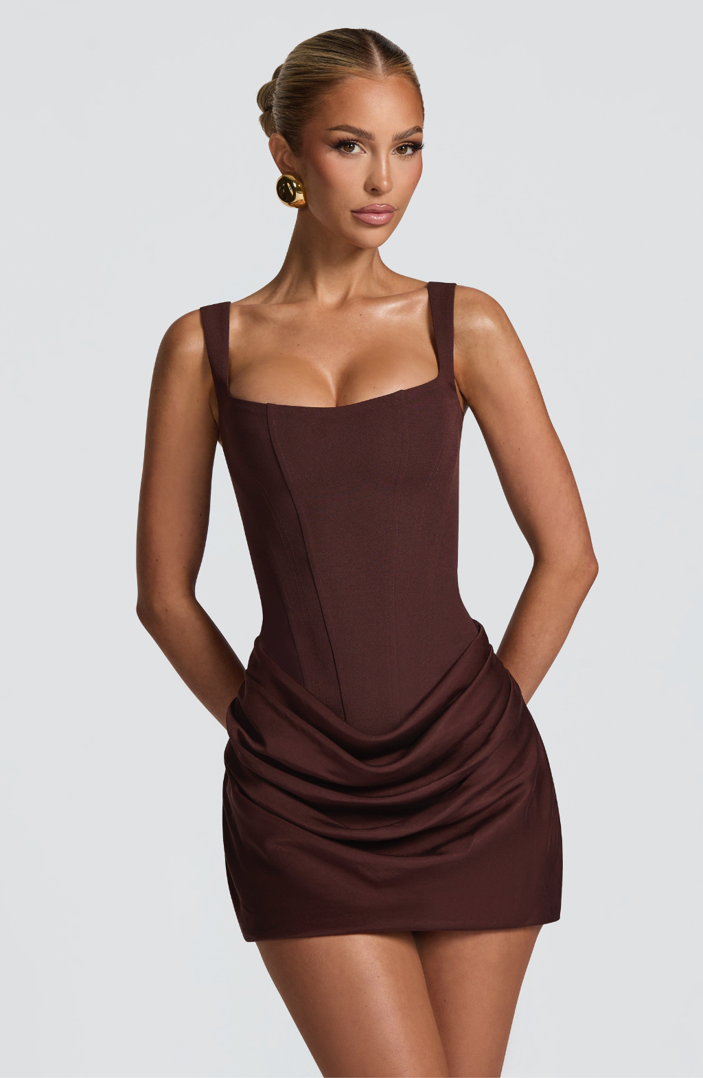 MINI JURK MET CORSET EN DRAPEER ROK