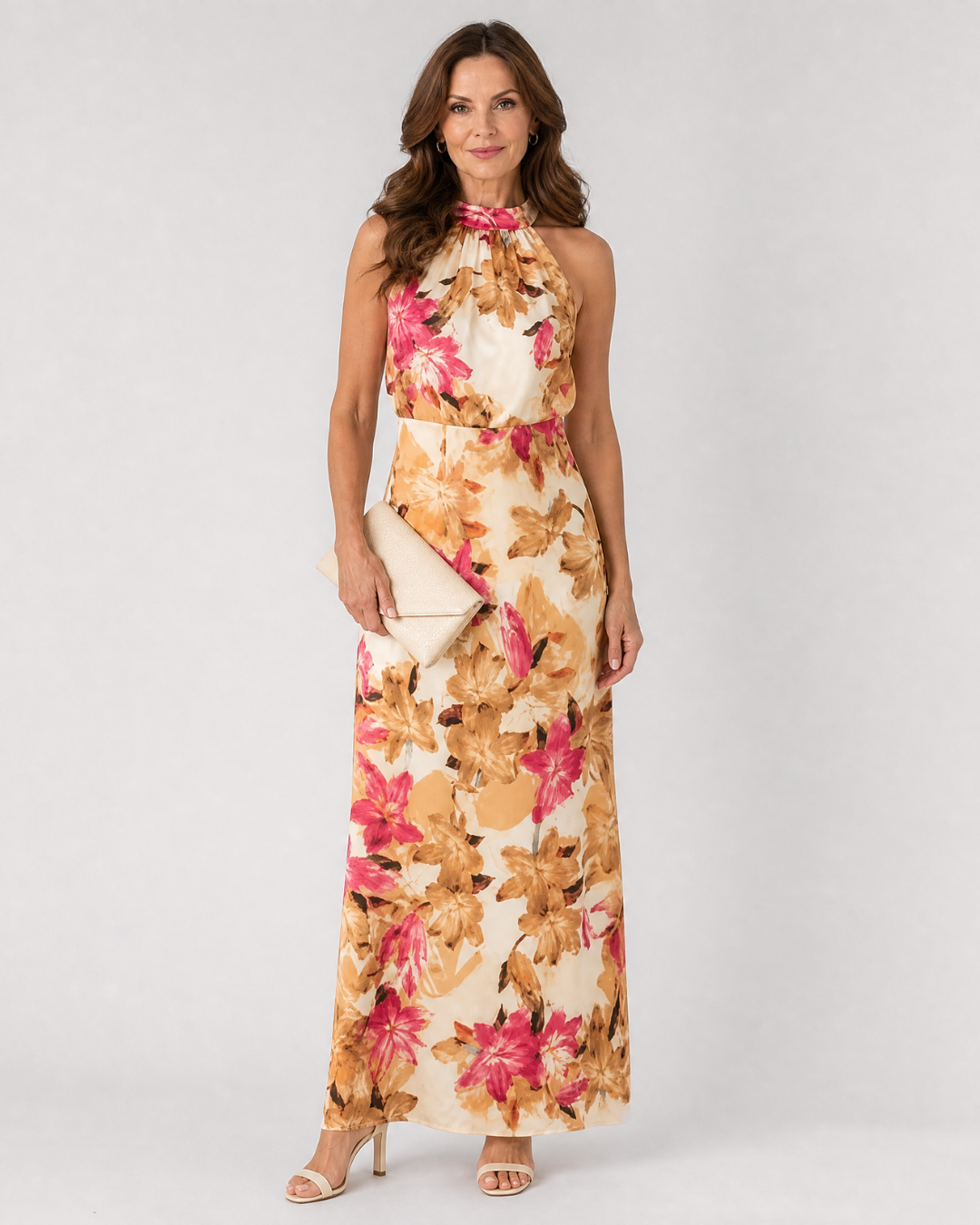 Cekel | Botanische midi-jurk met halternek