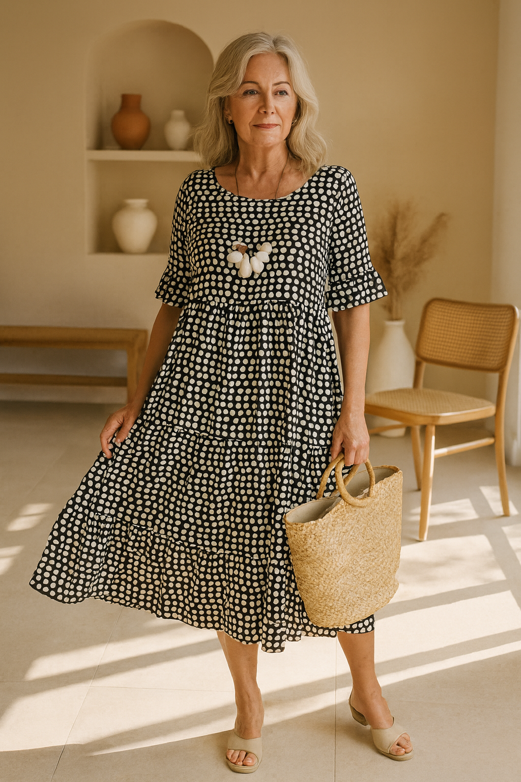 IRIS | SABLE MIDI-JURK MET KORTE MOUWEN