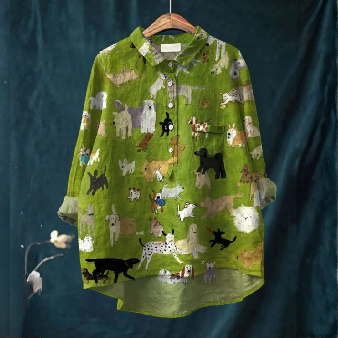 Lavinia – Linnen blouse met print