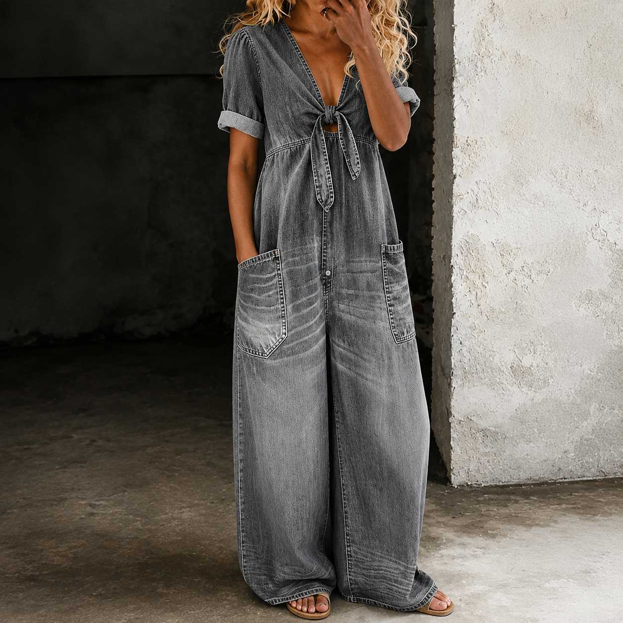 Maya | Denim Overall met Brede Pijpen
