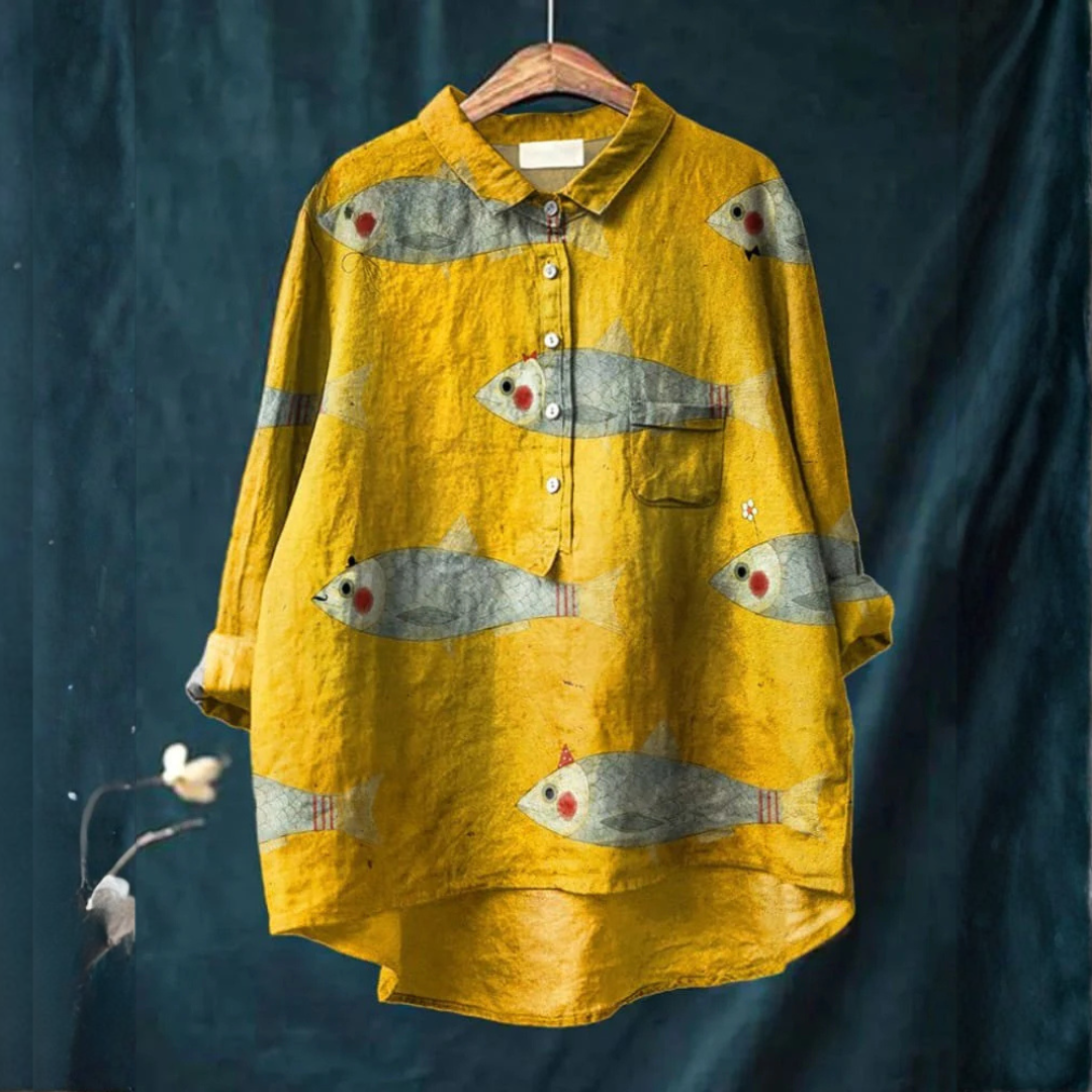 Gabriella – Linnen blouse met print