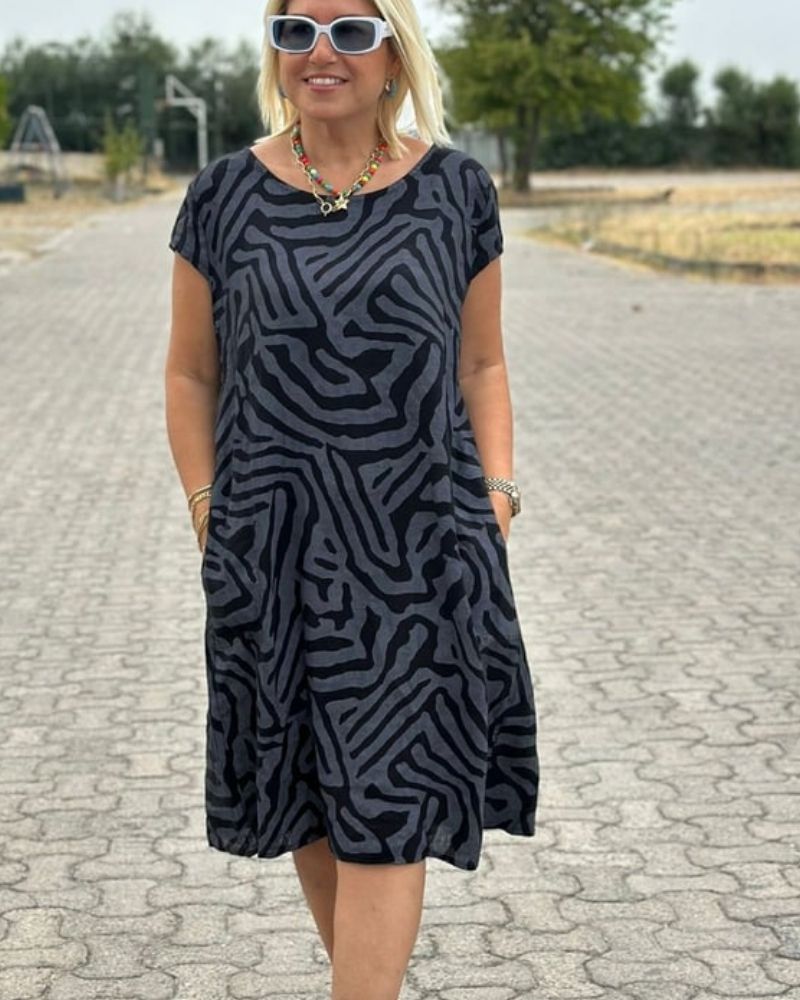 Melia | Zomerjurk met ronde hals en prachtige print