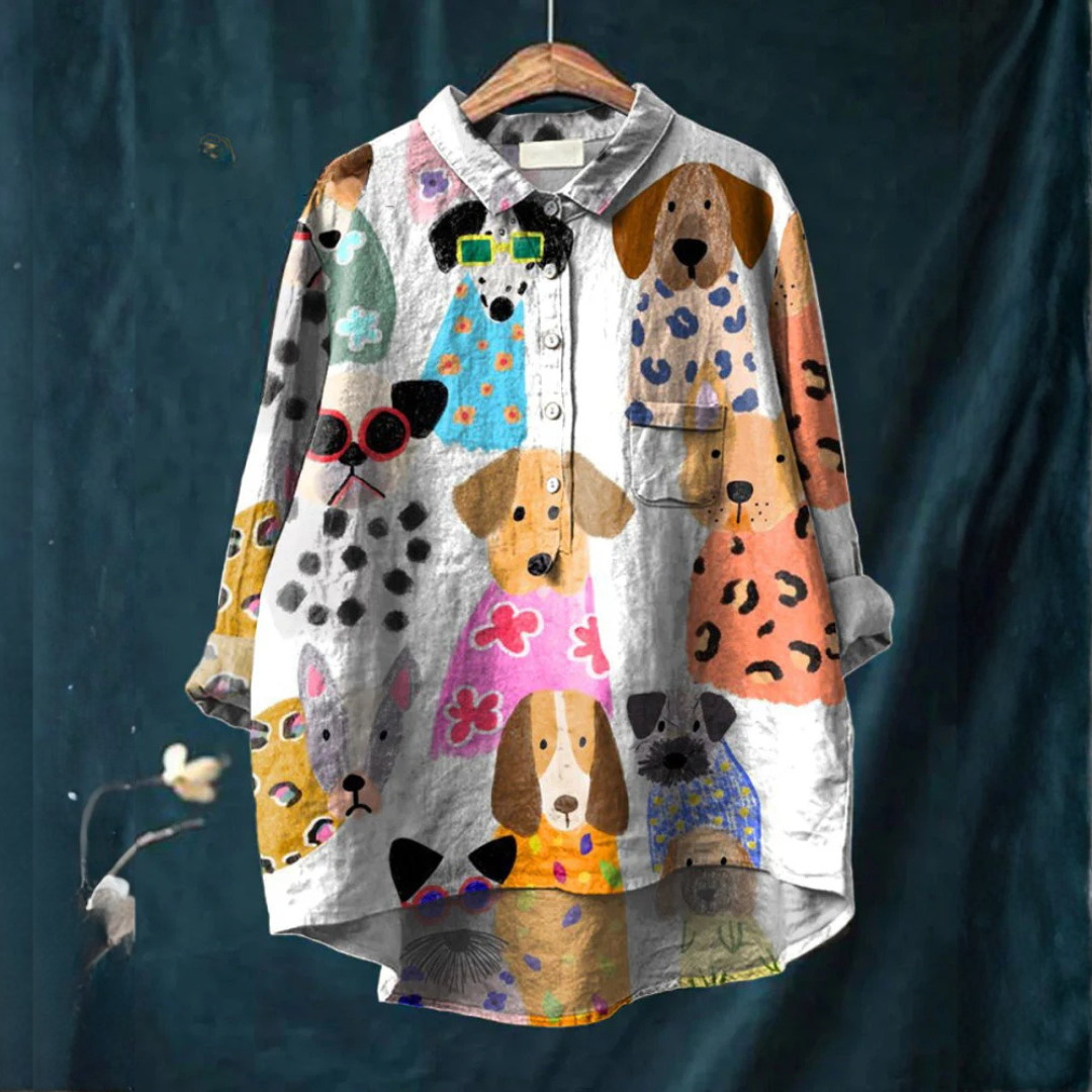 Teresa – Linnen blouse met print