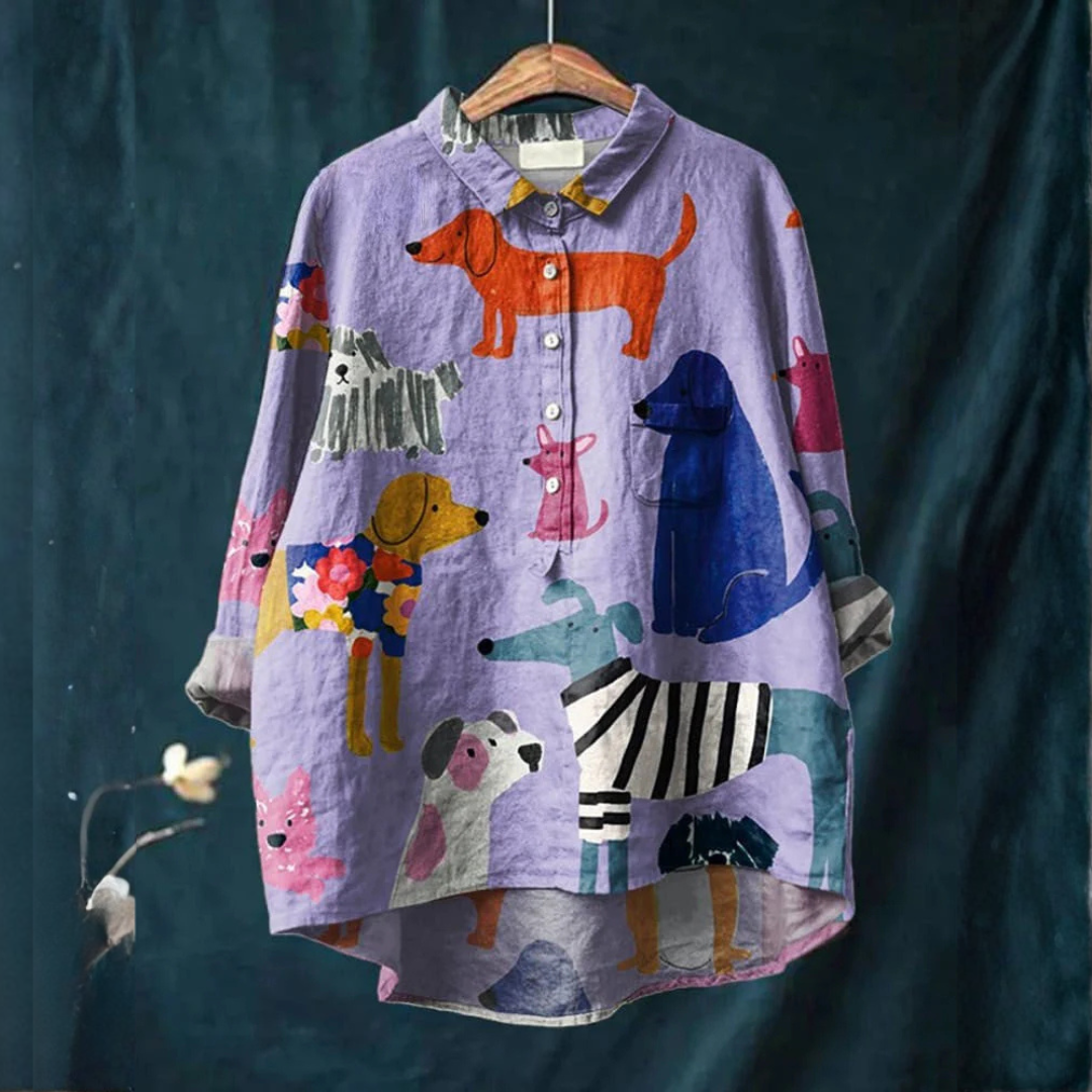 Ginevra – Linnen blouse met print