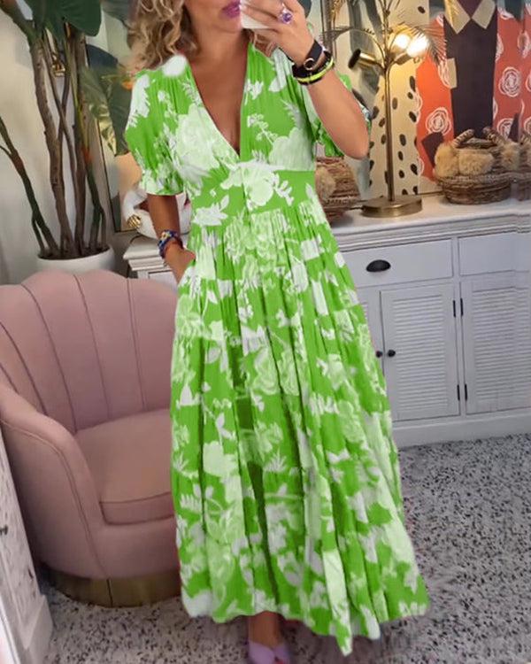 Amara | Levendige Bloemen Midi Jurk