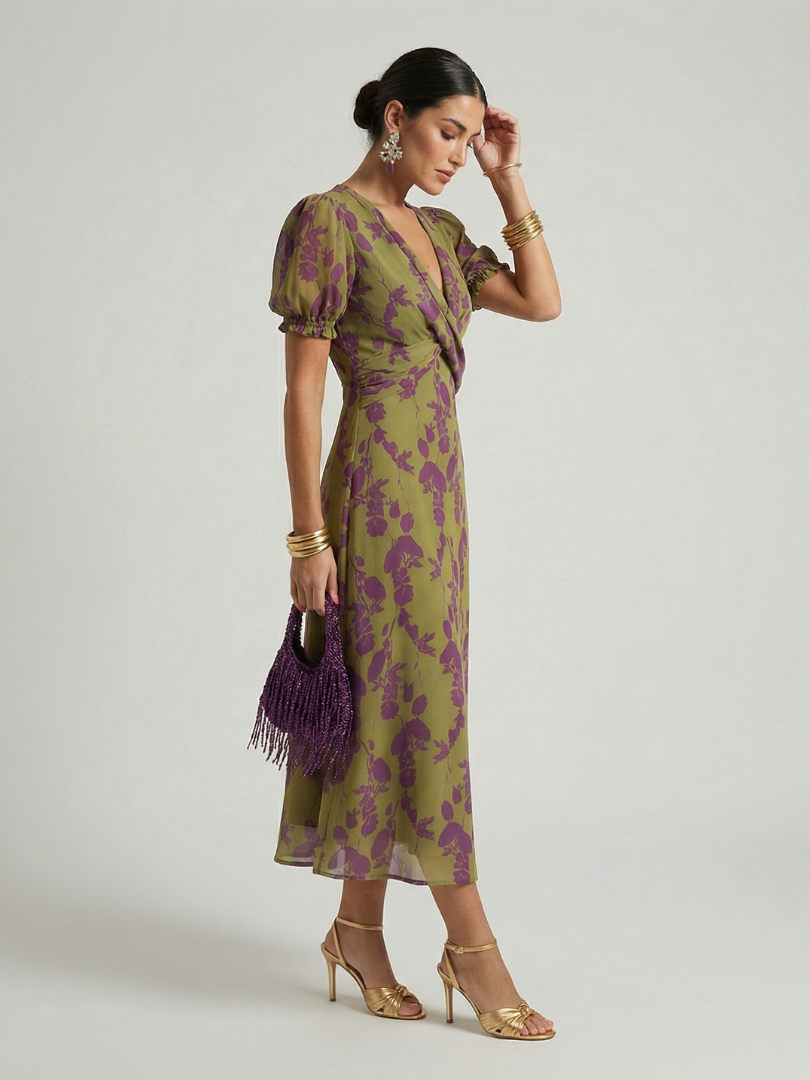 Virel | Soepele midi-jurk met bloemenprint
