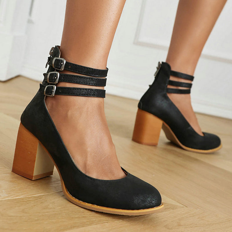 Caa™ | Elegante, gladde sandalen met enkelbandje en dikke hak voor een verfijnde look