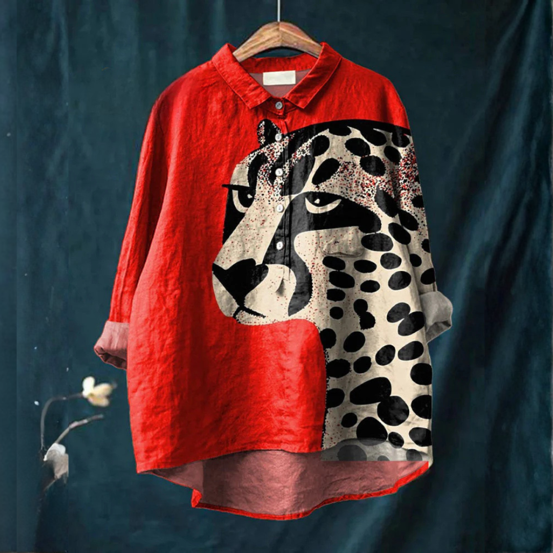 Ornella – Linnen blouse met print