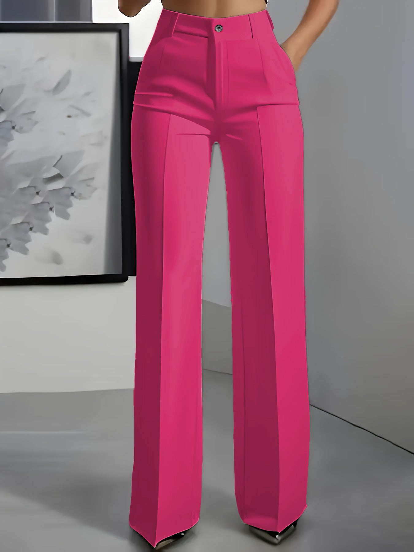 Dames hoge taille broek met elastische taille