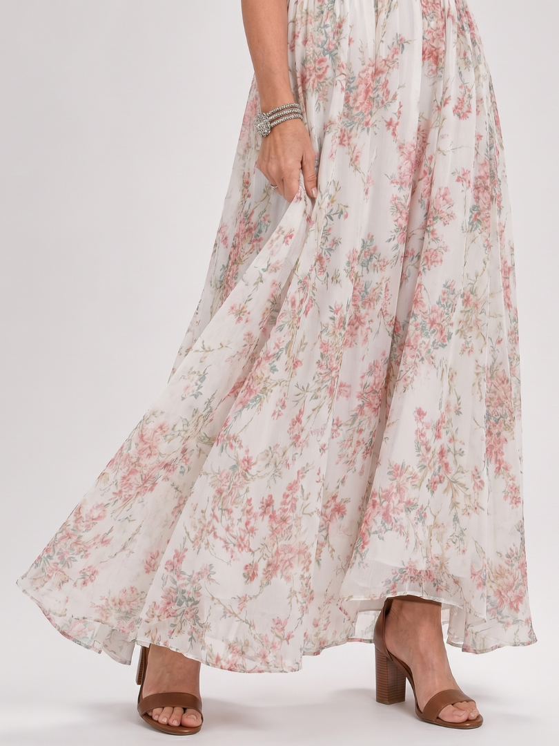 Guinevere | Bloemen midi-jurk met halternek