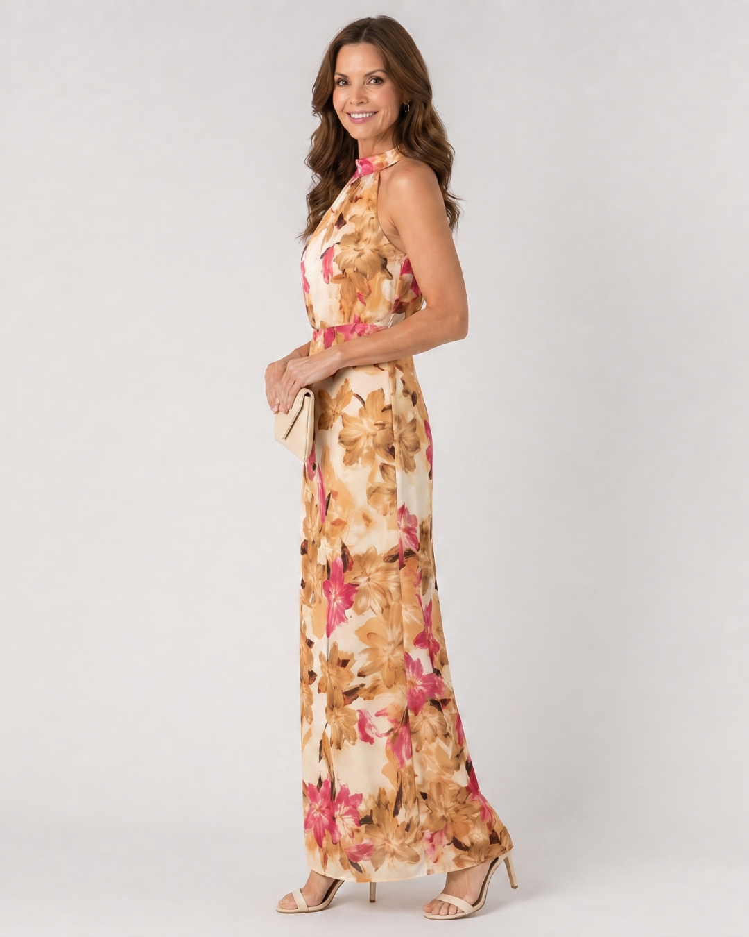 Cekel | Botanische midi-jurk met halternek