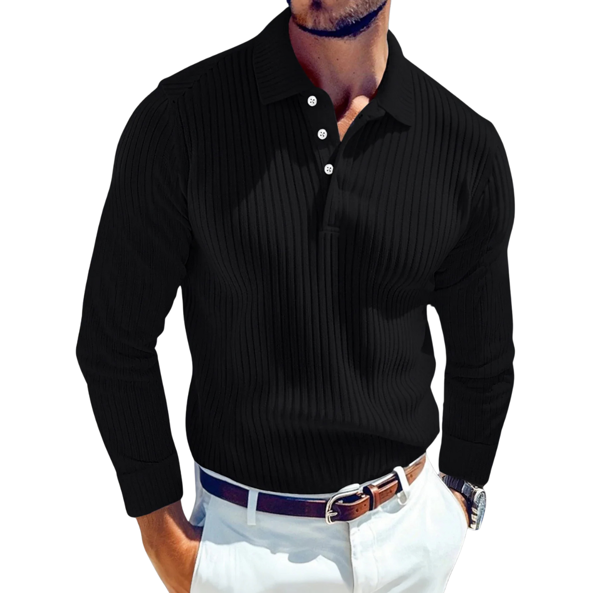 ADRIEN | RETRO POLO VAN LUXE BREIWERK MET RIBSTRUCTUUR
