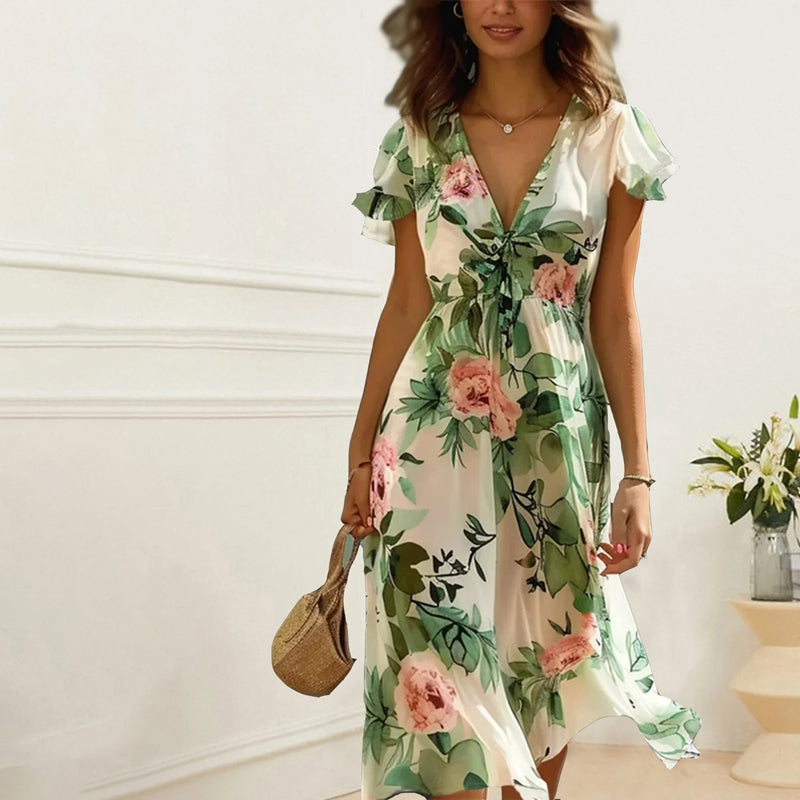 Carys | Bloemige Bries Midi-jurk