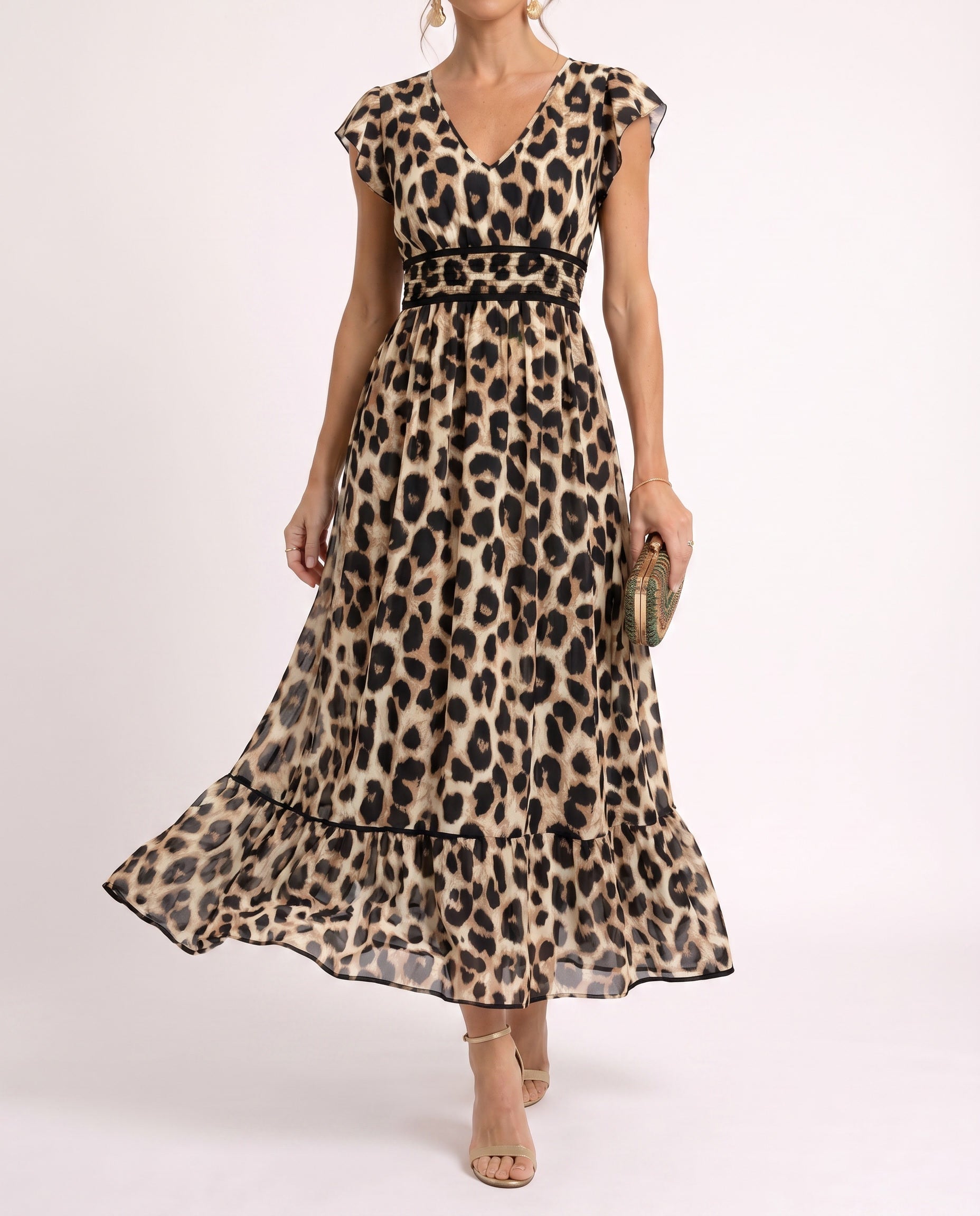 Maxi-jurk met bloemenprint en V-hals
