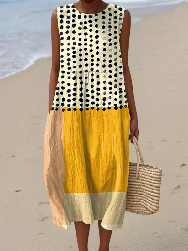 Leah™ Midi Jurk met Pois Colorblock