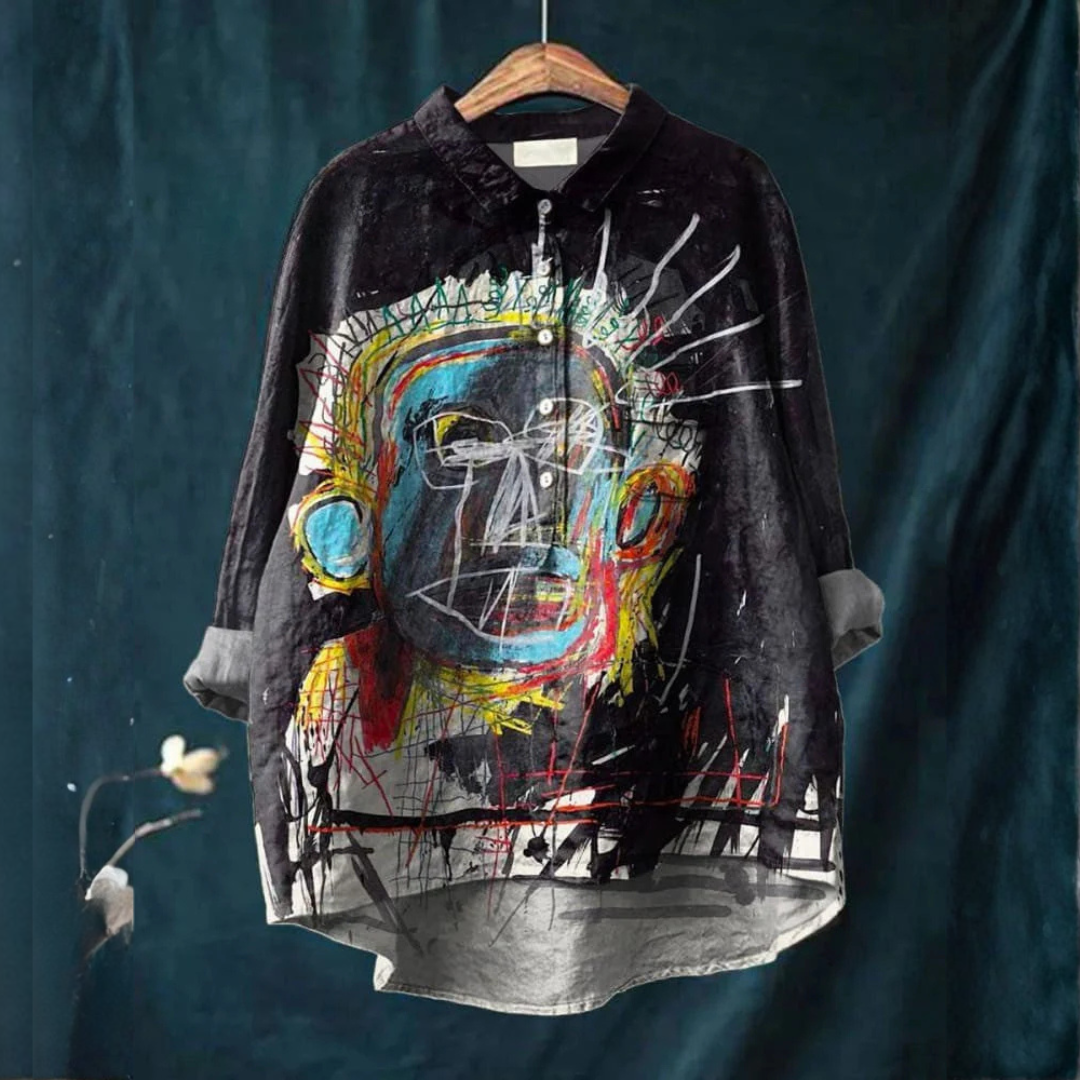 Bianca – Linnen blouse met print